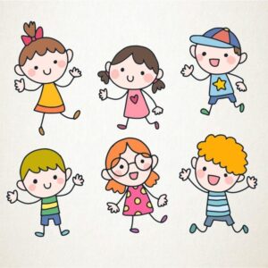 Niños dibujados a lapiz