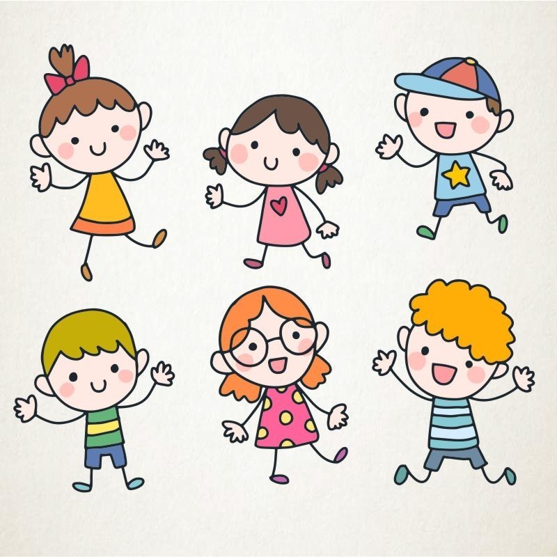 Niños dibujados a lapiz